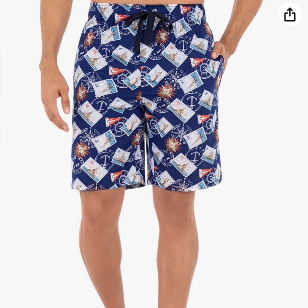 Chaps Men’s Relaxed Fit Cotton Printed  Sleep Shorts size Large
